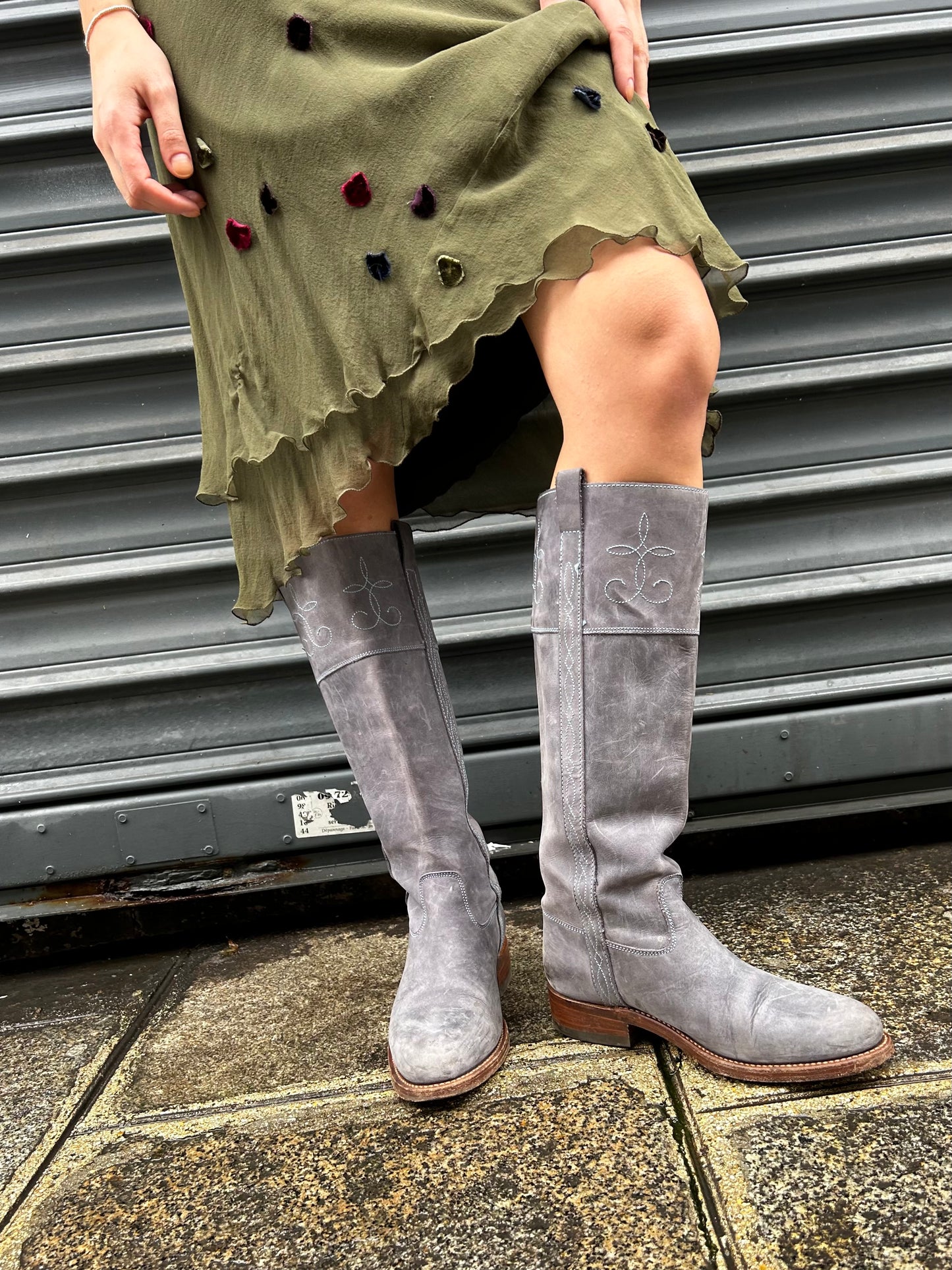 Grey suede boots