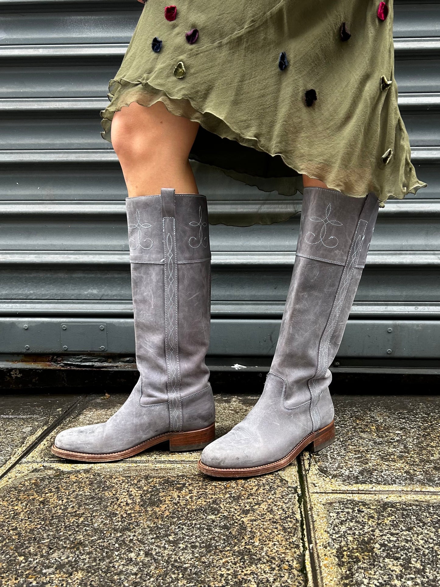 Grey suede boots