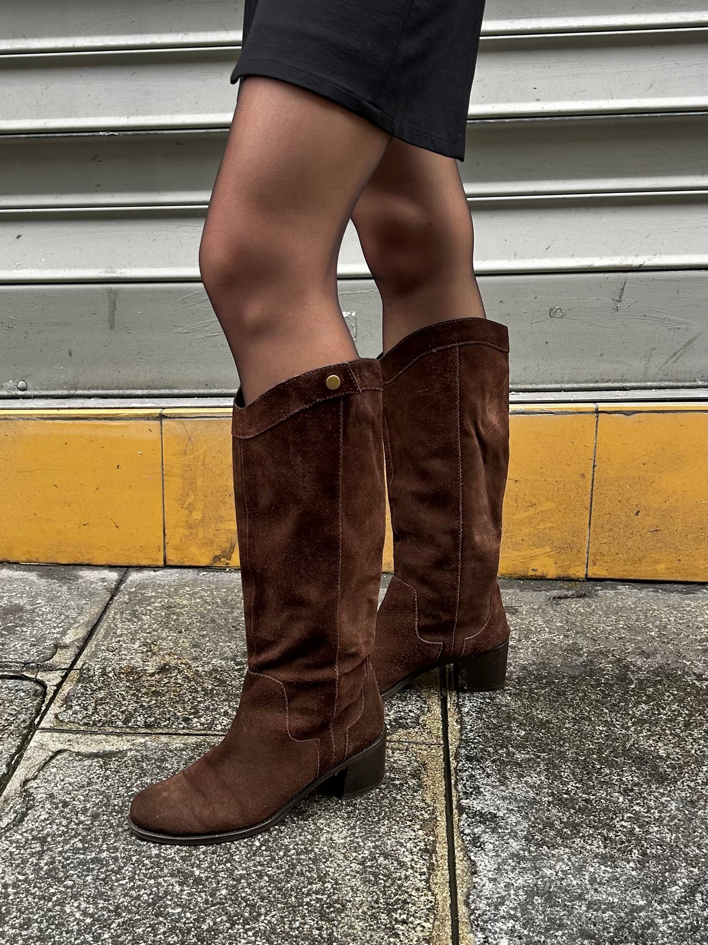 Brown suede boots