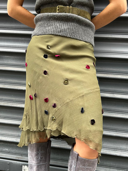 Alberta Feretti khaki silk skirt