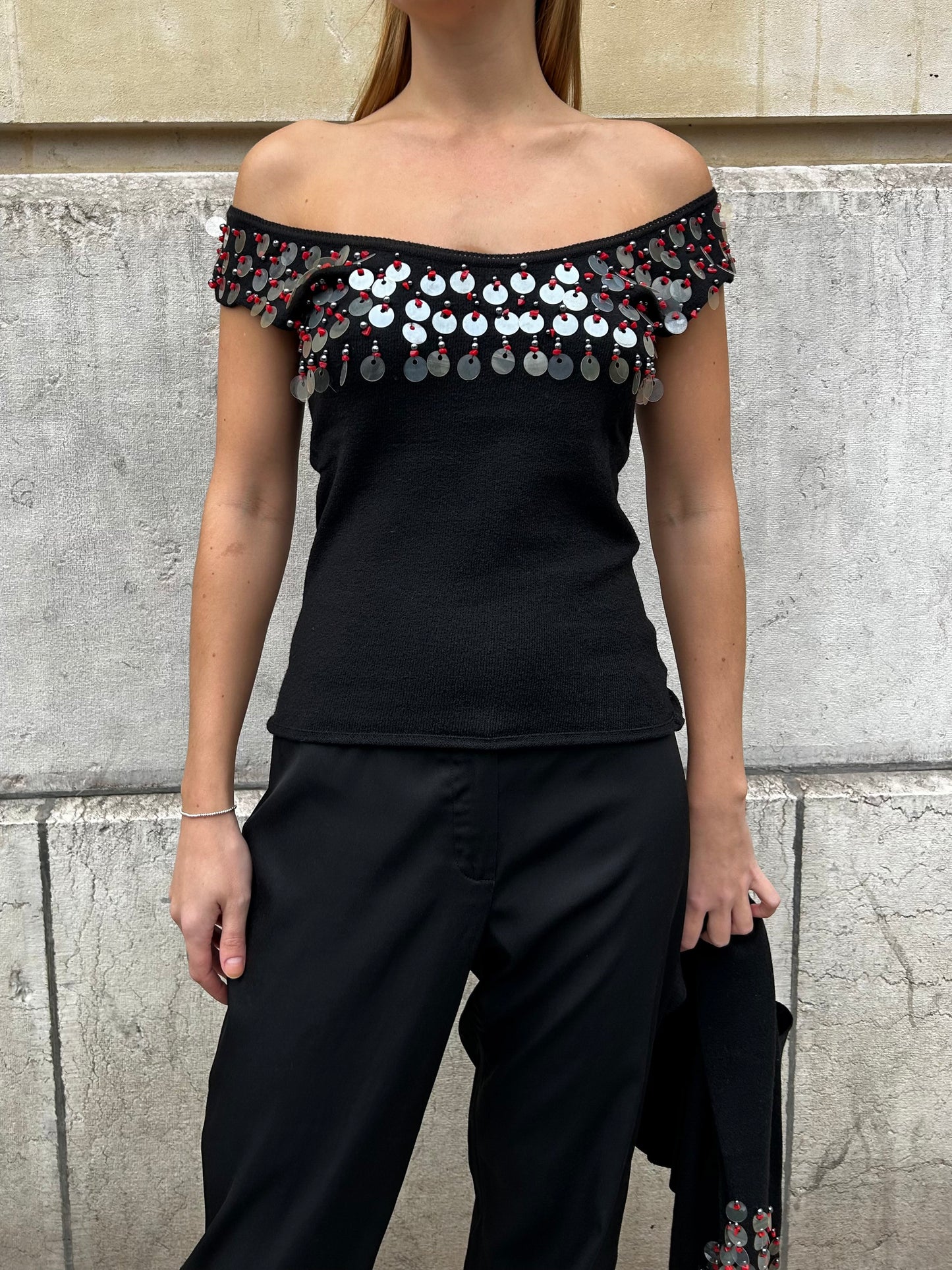 Mariella Buriani black top with sequins