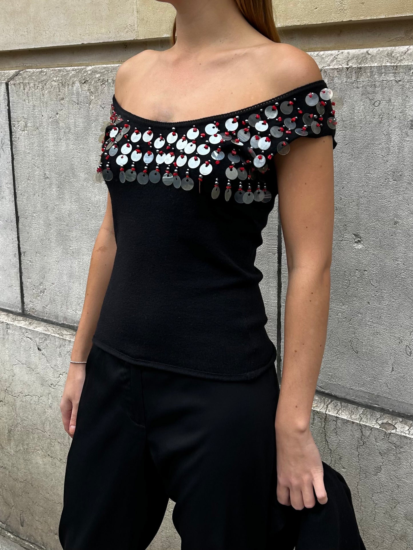 Mariella Buriani black top with sequins