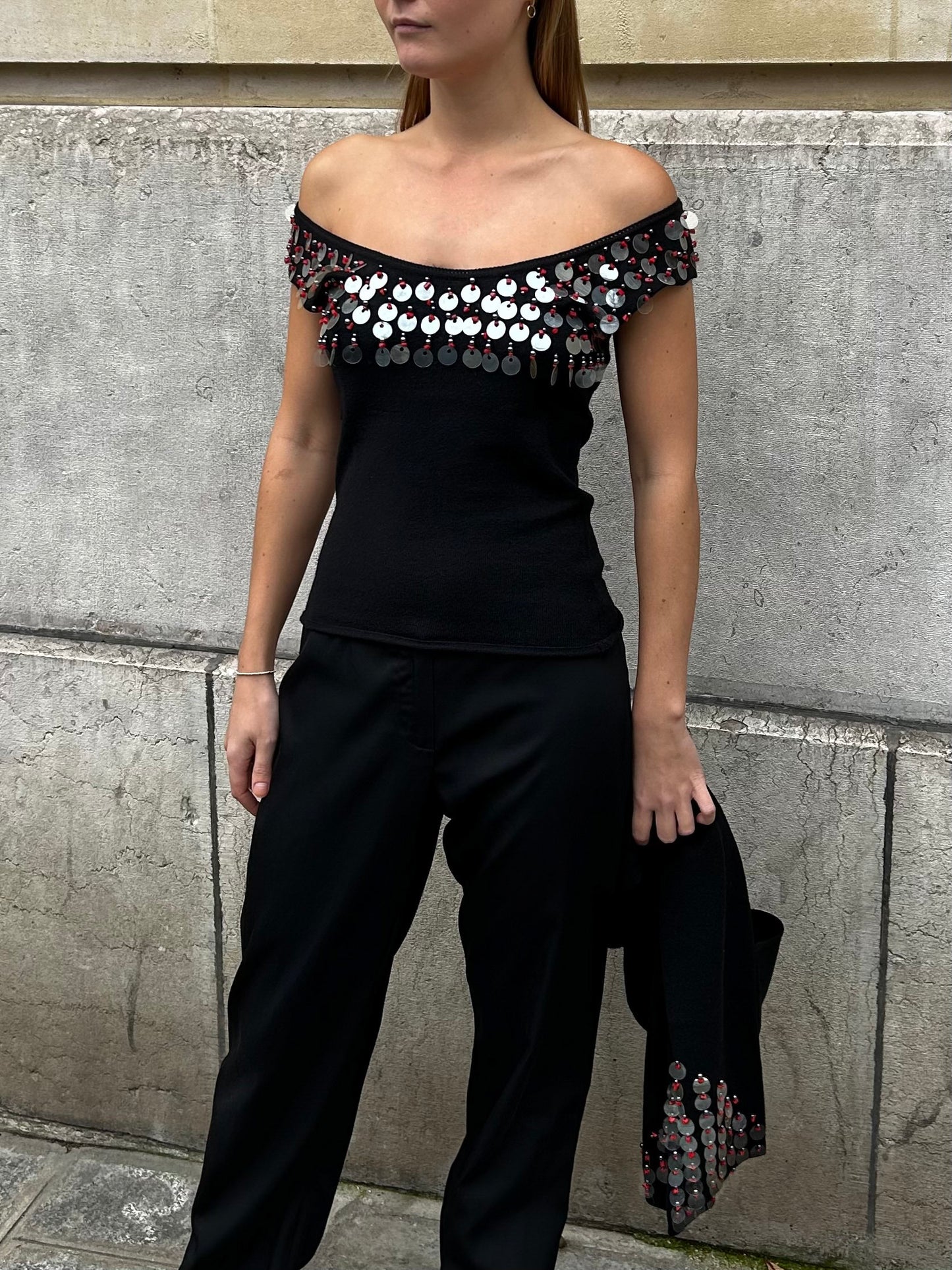 Mariella Buriani black top with sequins